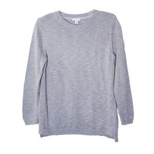 J. Jill Sweater Women Size MP Medium Petite Gray Gold Metallic Knit Pullover